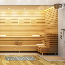 Relaxdays Weichschaummatte, zuschneidbar, Bad, Sauna, Pool, Antirutschmatte, Design, B x T ca. 65 x 150 cm, braun,