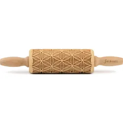 Teigroller FOLKROLL "3D-Motiv-Teigrolle", braun, L:23cm, Buchenholz, Teigroller, Blume des Lebens