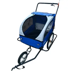 Kinderfahrradanhänger und Kinderwagen mit Bremse - Blau/Weiss BLAU|WEISS NO SIZE