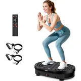HTM Vibrationsplatte Trainingsgerät mit Fernbedienung, 120 Geschwindigkeitsstufen, 9 Programmmodi und 15 Minuten Timer, Maximale Belastbarkeit 136 kg , Rüttelplatte Sport für Ganzkörpertraining