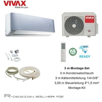 VIVAX R Design SILVER 9000 BTU + 3 m Montageset  2,6 KW Split Klimaanlage A+++