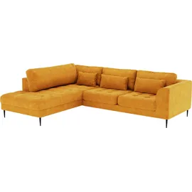 Trendmanufaktur Ecksofa »Luzi, wahlweise mit Schlaffunktion und Bettkasten bestellbar, L-Form«, Designsofa mit Ottomane, Metallfüße schwarz, Breite 264 cm orange