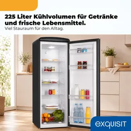 Exquisit Retro Vollraumkühlschrank RKS325-V-H-160C (225 l, 1465 mm hoch, Schwarz)