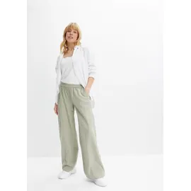 bonprix Palazzohose BONPRIX, Damen, Gr. 40, N-Gr, grün (seegras), Obermaterial: 55% Leinen, 45% Viskose, loose fit, Hosen Palazzohose, aus Leinen und Viskose, Loose Fit Passform, mit Smock-Bund