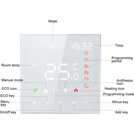 Zoternen Smart Thermostat 3A digital programmierbar LCD-Touchscreen Fußbodenheizung