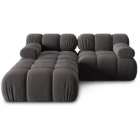 Micadoni Sofa Bellis, modular 3-Sitzer mit flachem Modul grau