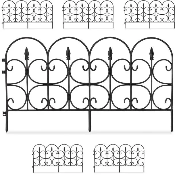 Relaxdays 30 x Beetzaun Kunststoff schwarz Schwarz