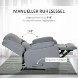 Fernsehsessel Mit Liegefunktion, Chaiselongue Mit Verstellbarer Rückenlehne Und Fußstütze, Fernsehsessel Mit Leinenbezug Für Wohn- Und Schlafzimmer, Hellgrau.