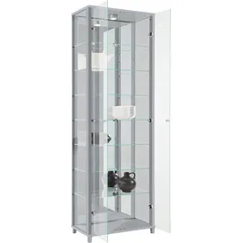 fif Möbel Vitrine »OPTIMA«, Standvitrine/Glasvitrine 2x Glastür,perfekt für Sammler,Sammlervitrine silberfarben