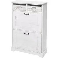 MCW Schuhkipper, Weiß, Holz, 60x100x24 cm, Garderobe, Schuhaufbewahrung, Schuhkipper