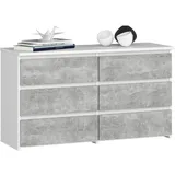 Akord CL100 Weiß 100 cm, 6 Schubladen Front Beton B100 x H57 x T35 cm