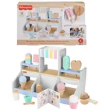 Fisher-Price Eisdielen-Spielset für Kindergartenkinder aus Holz, 18 Holzteile für Rollenspiele ab 3 Jahren, HXV21