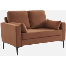 Sofa mit terrakotta Cordbezug - Bjorn - Fixes 2-Sitzer-Sofa, gerade, Metallfüße