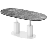 designimpex Couchtisch Design HBL-111 stufenlos höhenverstellbar ausziehbar oval grau