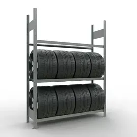 Schulte Reifenregal Stahl 200 x 150 x 40 cm silber 3 Ebenen
