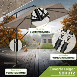 tillvex Alu Sonnenschirm Rechteckig Ø 330 cm Cappuccino