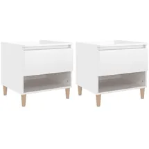 vidaXL Nachttische 2 Stk. Hochglanz-Weiß 50x46x50 cm Holzwerkstoff