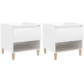 vidaXL Nachttische 2 Stk. Hochglanz-Weiß 50x46x50 cm Holzwerkstoff