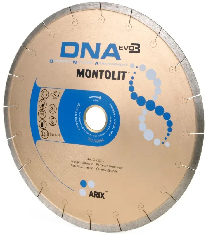 Montolit SCX250 DNA Diamantscheibe 250 mm – für Feinsteinzeug, Hartkeramik und Granit | 