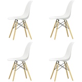 Vitra - Eames Plastic Side Chair DSW, Ahorn gelblich / weiß (Filzgleiter weiß) (4er-Set)