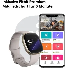 Fitbit Sense mondweiß/edelstahl softgold