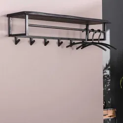 Factory Hängegarderobe aus Akazie Massivholz Metall