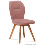58 aufm Kessel Esszimmerstuhl Küchenstuhl (2er-Set) Donia 51x92x60 Eiche geölt/Rosewood (Lieferung bis Verwendungsstelle, 8 St), Stabiles Gestell aus Massivholz pflegeleichter Bezug aus Microfaser rosa