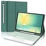 Tastatur für Samsung Galaxy Tab S9FE/S10FE 10.9", Hülle Tastatur Galaxy Tab S9/S10FE 2025 con Touchpad, Magnetisch Beleuchtung mit QWERTZ Keyboard für Samsung S10FE/S9FE/S9 10.9 Zoll 2025, Dunkelgrün