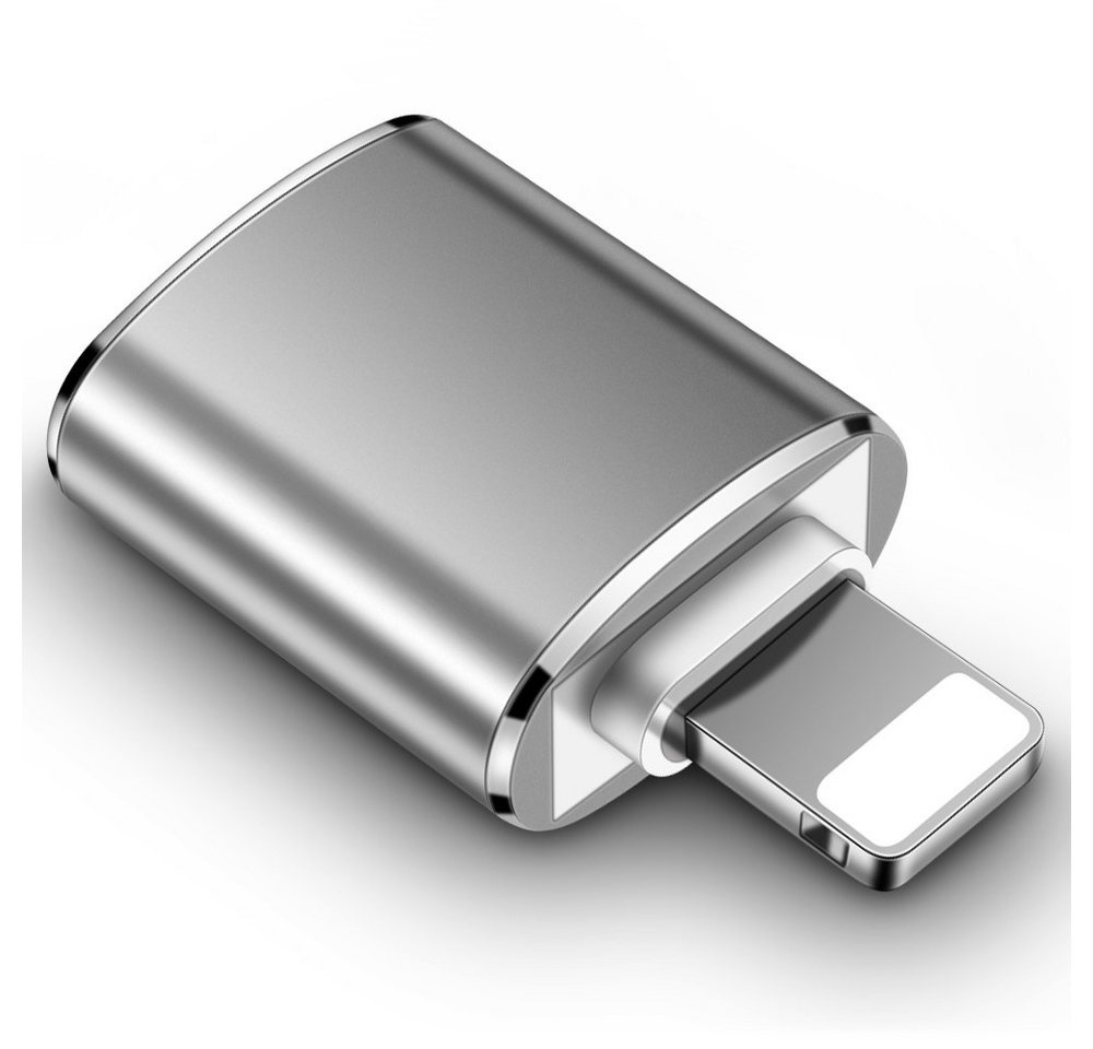 TradeNation USB A 3.0 auf Lightning Adapter OTG iPhone iPad USB-Stick Daten Laden Smartphone-Adapter Lightning zu USB 3.0 Typ A, Schnelles Laden, Plug & Play, USB 3.0 silberfarben