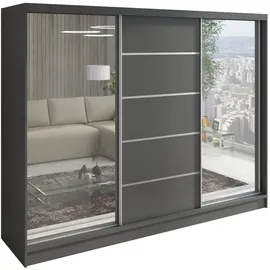 A&J MöbelLand Schiebetürenschrank TOP 200 x 215 x 59,5 cm grau