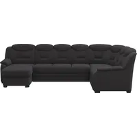 Wohnlandschaft COTTA "Marcus U-Form" Sofas Gr. B/H/T: 330cm x 99cm x 211cm, Chenille, Recamiere links-langer Schenkel rechts-Bettfunktion links, Mit Bettfunktion-mit Schubkasten, schwarz Bequeme Wohnlandschaft in klassischem Design mit hoher Rückenlehne