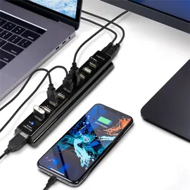 Logilink USB 2.0 Hub 10-Port inkl. Netzteil und LED Aktivitätsanzeige