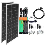 300W Balkonkraftwerk Komplett Steckdose Plug & Play, 300Watt(2X150W) 18V Solarpanel mit 230V 300W Wechselrichter, Solaranlage Wohnmobil, Photovoltaik Balkon, Solarmodul 300W komplettset