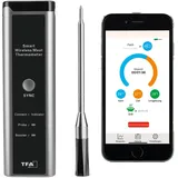 TFA Dostmann Kabelloses Fleischthermometer SMART BBQ Küchen-Chef, Grillthermometer, Grau