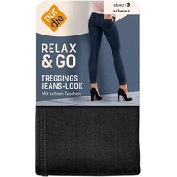 Nur Die Damen Treggings in Jeans-Optik schwarz Gr. 38/40