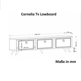 moebel17 Tv-Lowboard, Weiß, B/H/T: ca. 180x46.3x35 cm, - weiß