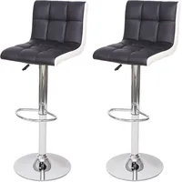 MCW Barhocker MCW-G87, Tresenhocker Barstuhl, höhenverstellbar ~ Kunstleder schwarz-weiß,