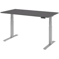 Bümö Schreibtisch, Graphit, Silber, Nachbildung, Rechteckig, 160x74x80 cm, FSC