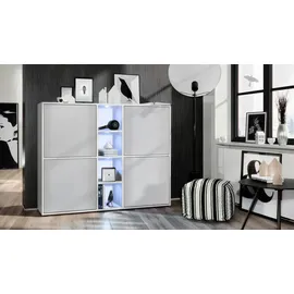 Vladon Highboard 130,5 x 105,5 x 35,5 cm Grau / Weiß