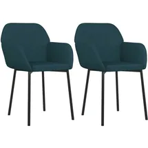 vidaXL Esszimmerstühle 2 Stk. Blau Samt