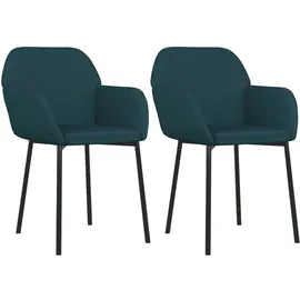 vidaXL Esszimmerstühle 2 Stk. Blau Samt