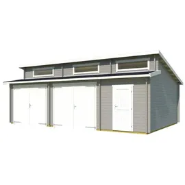 Lasita Maja Lasita Garage Hawaii Set mit Holztoren 780 cm x 520 cm Carbongrau