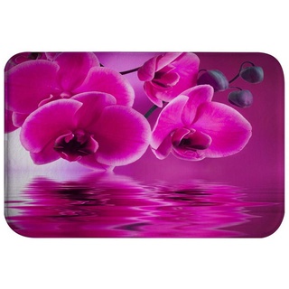 A.Monamour Badematten Badteppiche Badvorleger Lila Phalaenopsis Orchidee Blume Blüte Reflexion In Wasser Zen Spa Natur Floral Flanell rutschfeste Boden Teppichboden Teppiche Zimmermatte 40x120cm