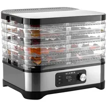 Klamer Dörrautomat, 400W Dörrautomat Edelstahl mit 5 Einlegefächern und 24h-Timer, Trockner mit Temperaturregler von 35-70°C, BPA frei