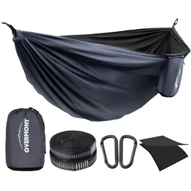 Overmont Doppelschichtige Hängematte TÜV-Zertifiziert Camping Hängematten, 400kg Tragfähigkeit, 280 x 185 cm aus Nylon Tragbare für Outdoor