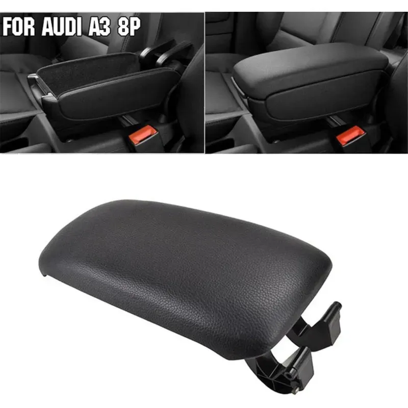 Armlehnen-Abdeckung für AUDI A3 8P (2003–2012) mit schwarzem Lederbezug.