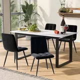 okwish Esstisch Erweiterbar Esszimmertisch rechteckig(Erweiterbar Esszimmertisch rechteckig Küchentisch weiß Marmoroptik), Ausziehbar 140-180cm T... - Weiß