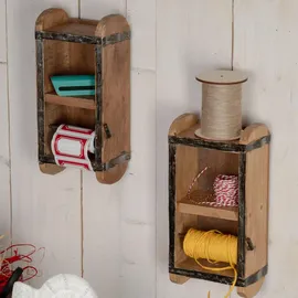 DESIGN DELIGHTS Geschenkband-Organizer, Braun, Holz, 14x31x10.5 cm, Wohnzimmer, Regale, Wandregale