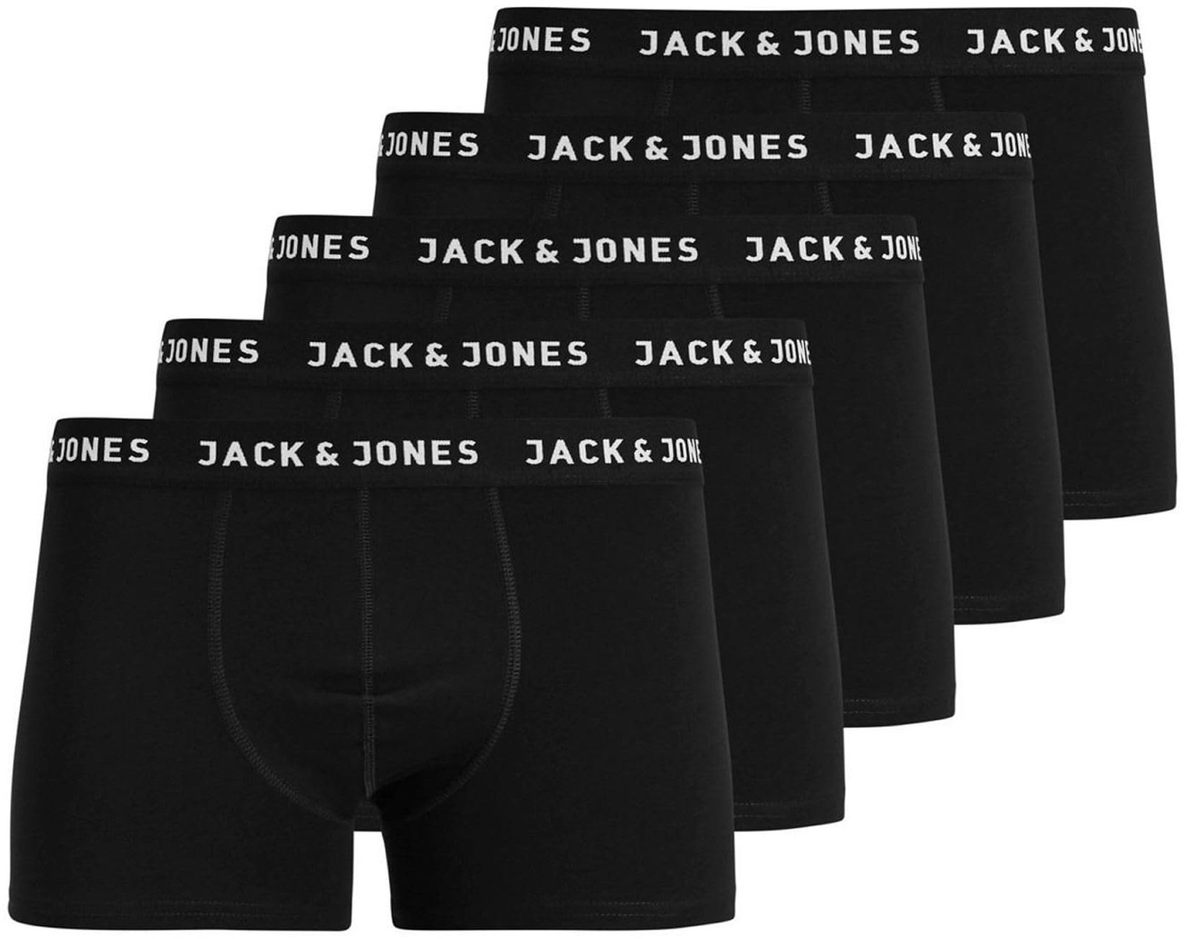JACK&JONES JUNIOR Jungen Jachuey Trunks 5 Pack Noos Jnr Boxer Shorts, Black/Pack:black - Black Black Black, 164 EU