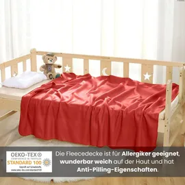 Wometo Polar-Fleece Kuscheldecke 130 x 160 cm Rot